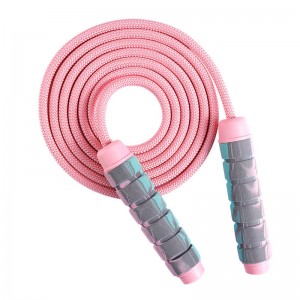 China Wholesale Ropless Jump Rope Factories Pricelist - Adjustable Length 9mm Pink Cotton skipping Rope graffiti foam handle weight jump rope – Bangyi